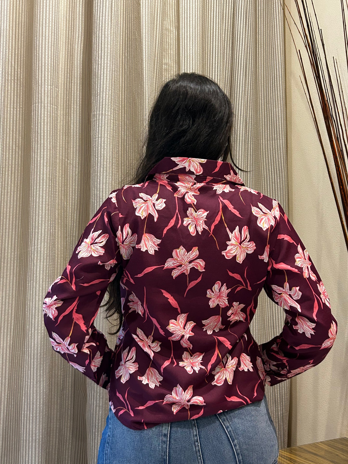 Bagh: Maroon lily Full sleeve collar